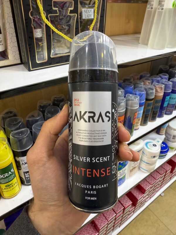 اسپری لباس مردانه سیلور سنت اینتنس آکراس | AKRAS Silver Scent Intense spary - Image 2
