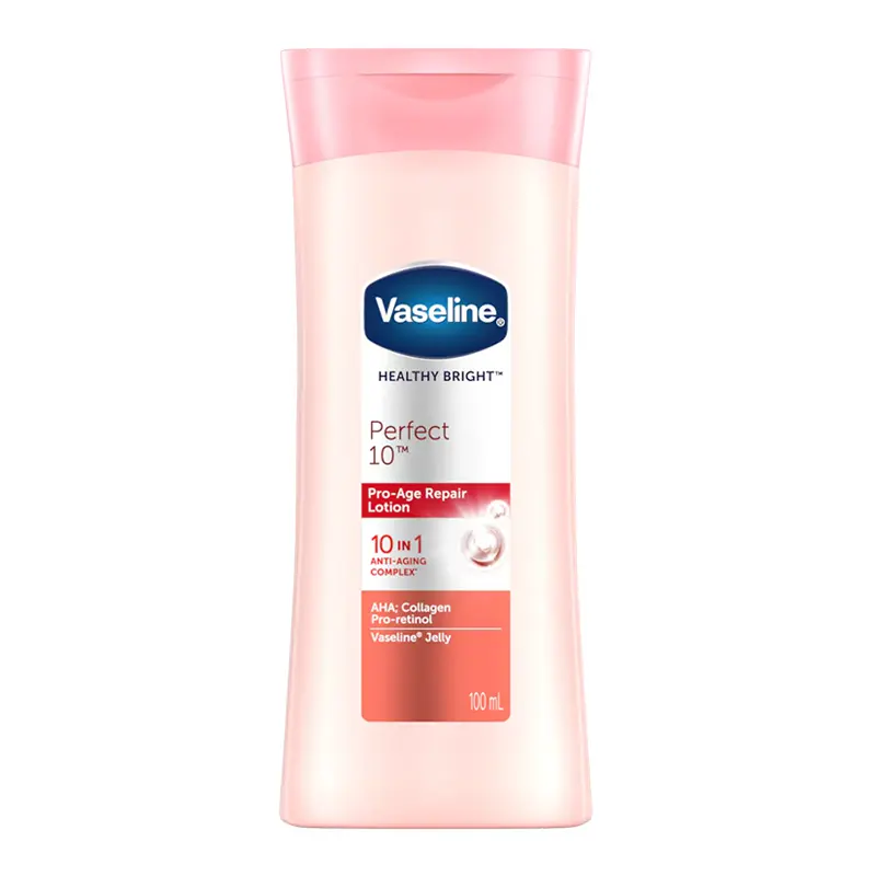 vaseline-healthy-bright-perfect-10-aha-and-pro-retinol لوسیون بدن جوانساز و ضدلک پرفکت وازلین 100میل - Vaseline - Image 1