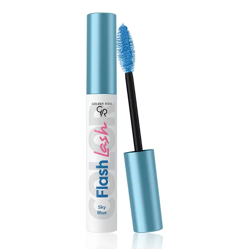 GOLDEN-ROSE-FLASH-LASH-COLORED-MASCARA-SKY-BLUE ریمل آبی آسمانی گلدن رز مدل فلش لش – Golden Rose - Image 1