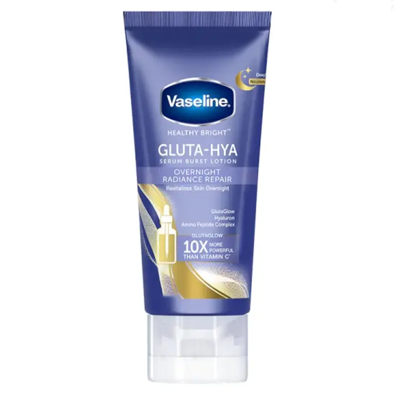 VASELINE-GLUTA-HYA-OVERNIGHT-RADIANCE-REPAIR-SERUM-BURST-LOTION لوسیون سرم روشن کننده شب گلوتاگلو وازلین - Vaseline - Image 1