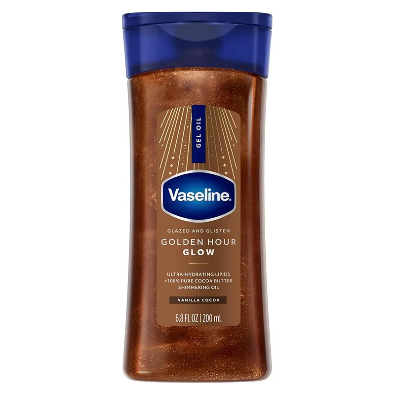 Vaseline-Golden-Hour-Glow-Body-Gel-Oil روغن بدن شاین دار کاکائویی وازلین - Vaseline - Image 1