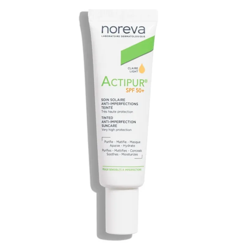 Noreva-Actipur-Anti-Imperfection-Sun-Care-SPF50+-Light-Tint کرم ضد آفتاب رنگی ضد جوش نوروا اکتیپور - Noreva Actipur - Image 1